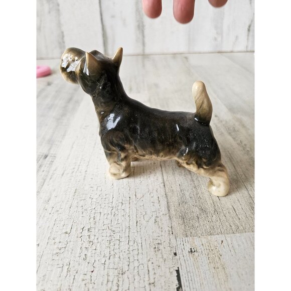 Vintage Schnauzer terrier porcelain statue figurine tan decor - Picture 1 of 9